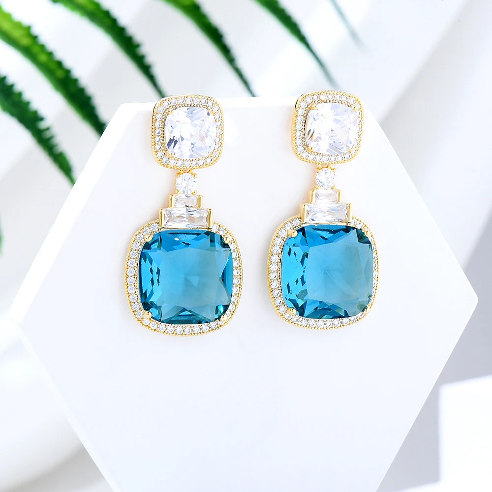 Siscathy European Style Crystal Hanging Earrings For Women Trend Cubic Zircon Earring Wedding Party Celebration Jewelry Female