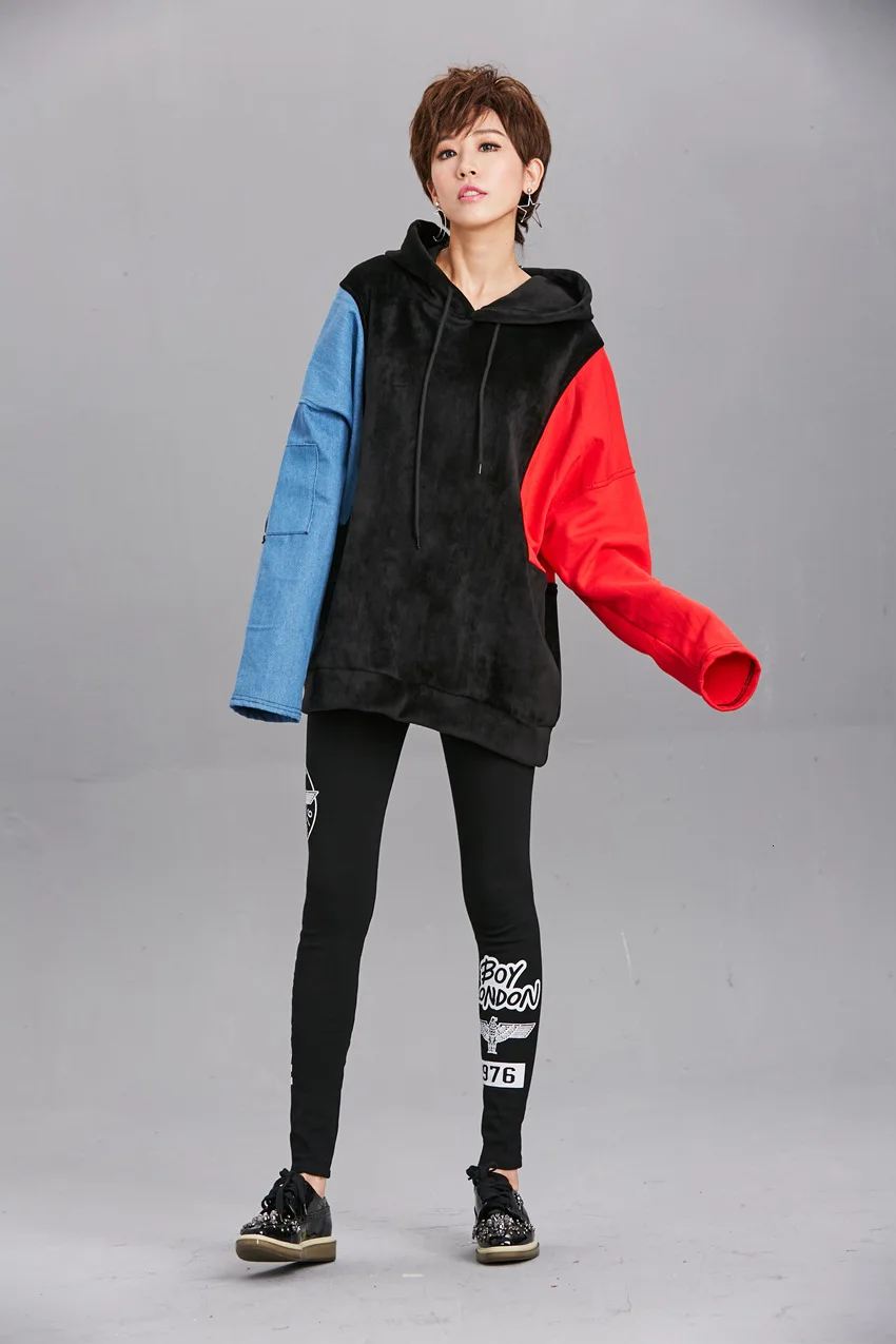 Max LuLu Роскошные корейский стиль Девушки Denim уличная женские бархатные толстовки с капюшоном спортивный костюм Bts Moletom женщина oversize-свитшот