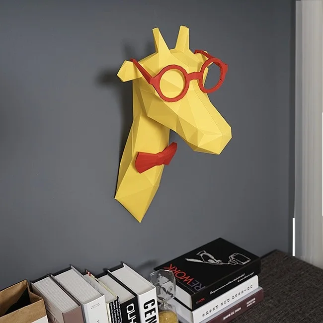 3D бумажная модель очки ручной работы жираф DIY настенная бумага для домашнего