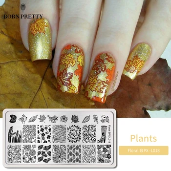 

BORN PRETTY Flower Nail Stamping Plates Rectangle Floral Panda Geometry Pattern Nail Art Image Stamp Template