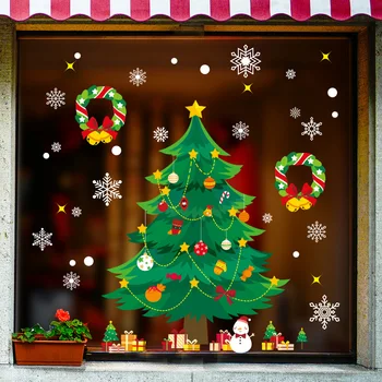 

[shijuekongjian] Christmas Glass Stickers DIY Tree Wall Decals for House Living Room Bedroom Shop Window Festival Decoration