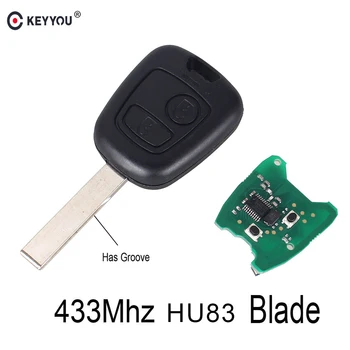 

KEYYOU 2 Button Car Remote Control Key With HU83 Blade 433Mhz For PEUGEOT 207 307 Keyless Auto Car Key With PCF7961 Chip