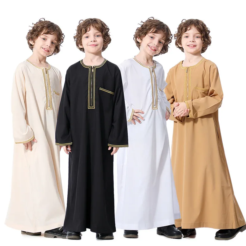 Мусульманское мужское детское длинное платье thobe для мужчин qamis enfant boy Мужская