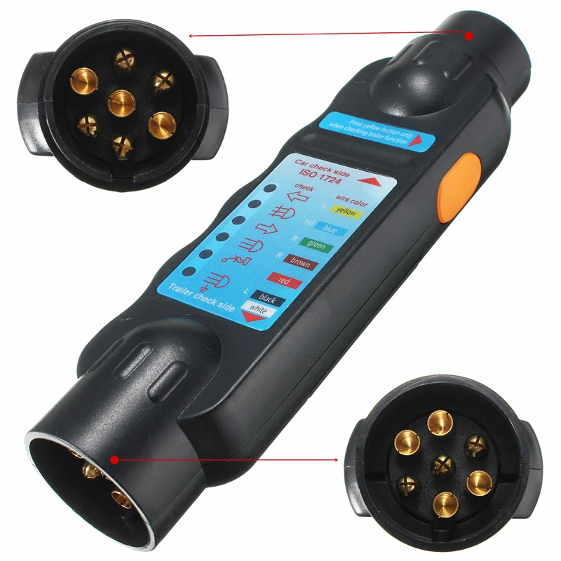 

Tester to check the tow bar and trailer 7 Pin. Diagnostic tool for car