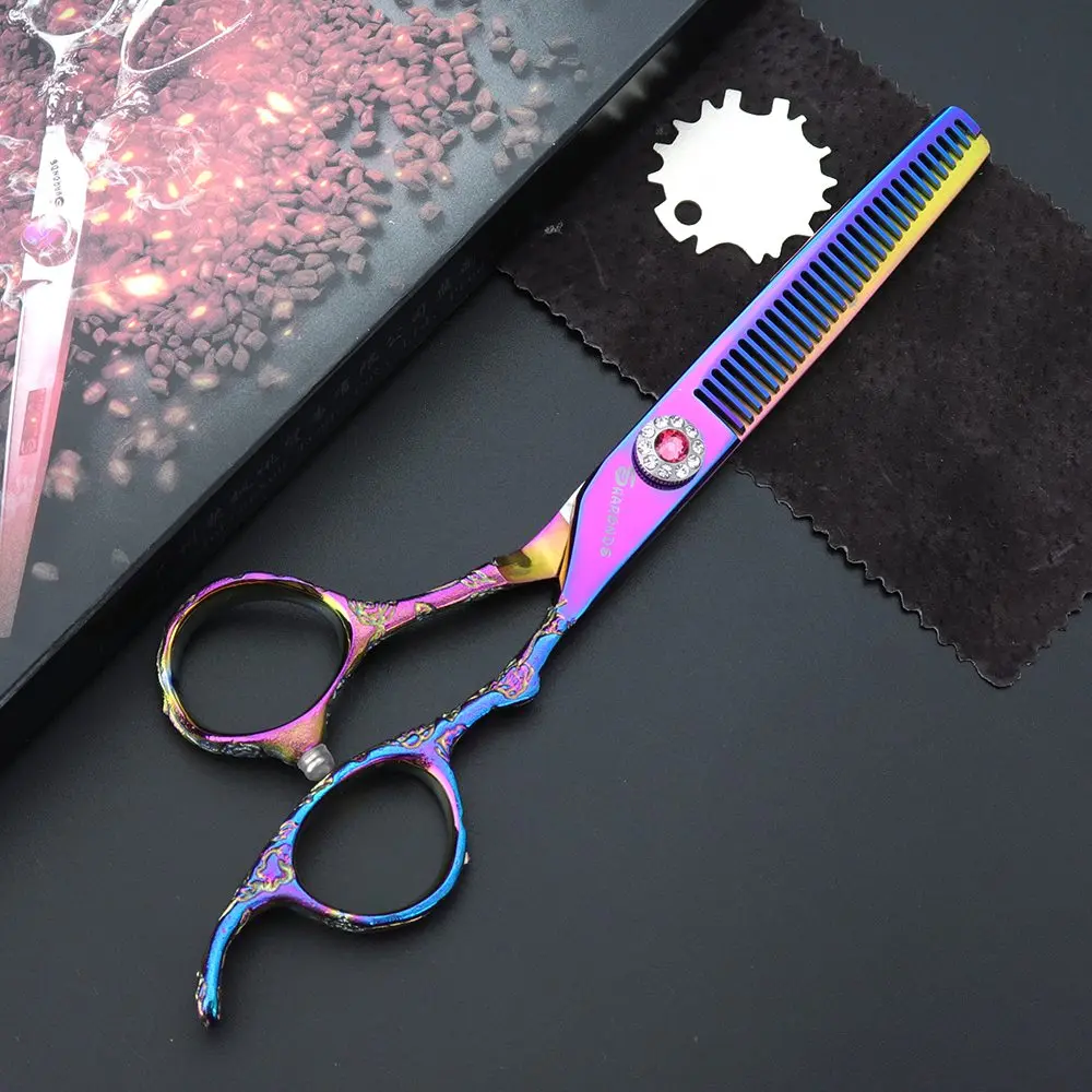 Thinning gift box 6 дюймов серебристые и черные профессиональные машинки для стрижки волос 440c Японские Стальные плоские ножницы набор черных чехлов и бритв - Цвет: Thinning gift box