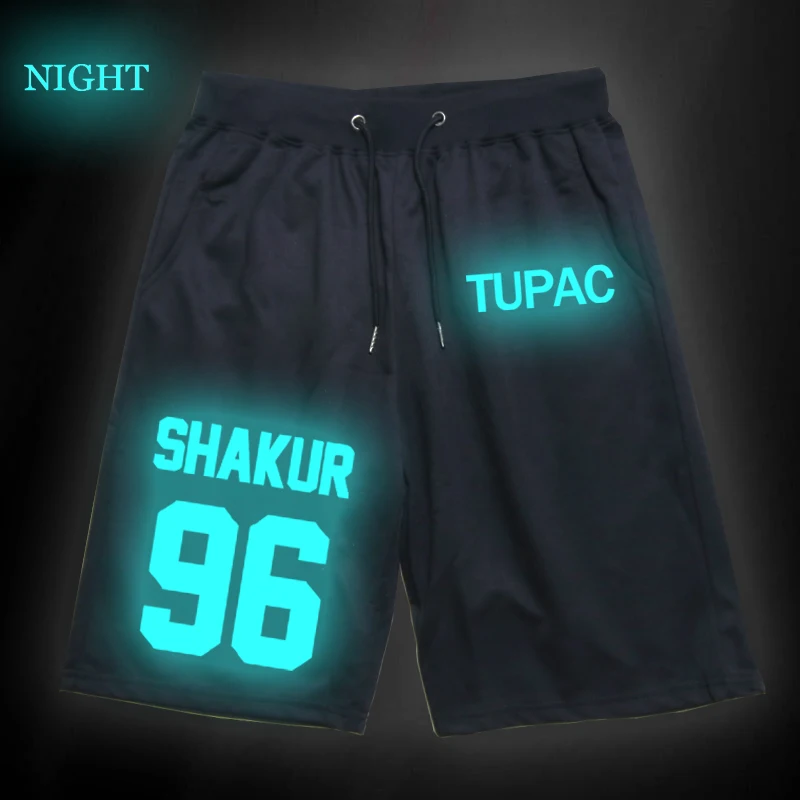 Cool Loose Casual Sports Short Pants Tupac Luminous Womens Mens Sweatpants Jogging Short Pants Bodybuilding Beach Shorts