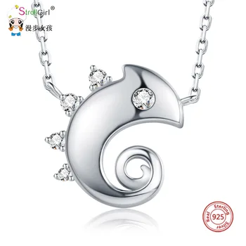 

Strollgirl Authentic chameleon Necklaces Cute Style 925 sterling silver Necklace Jewelry Pendant Necklace Graduation Gift New