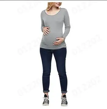 gray Женские топы для беременных Motherho, Детская Футболка для беременных, блузка для беременных, одежда для беременных - Цвет: gray