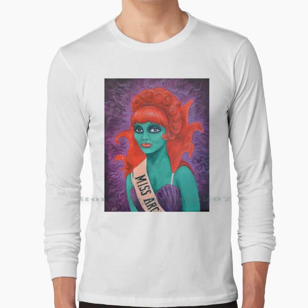 Miss Argentina T Shirt 100% Puro Cotone Beetlejuice Miss Argentina Beetlejuice Waiting Pittura Acrilica Pop Surreality