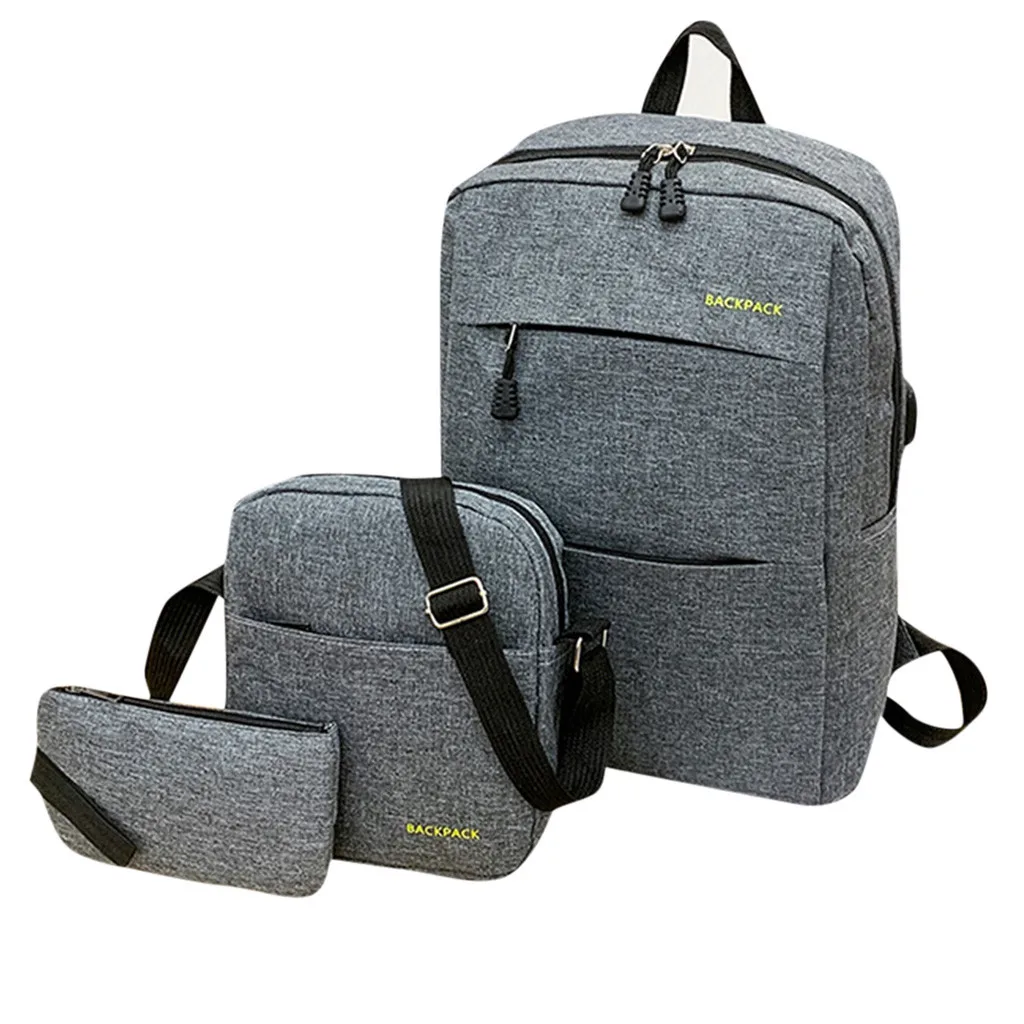 3 шт./компл. Для мужчин рюкзак сумка мужской зарядка через usb ноутбук рюкзак Для женщин компьютерные сумки школьный Для мужчин плеча комплекты с сумкой сумки# L10