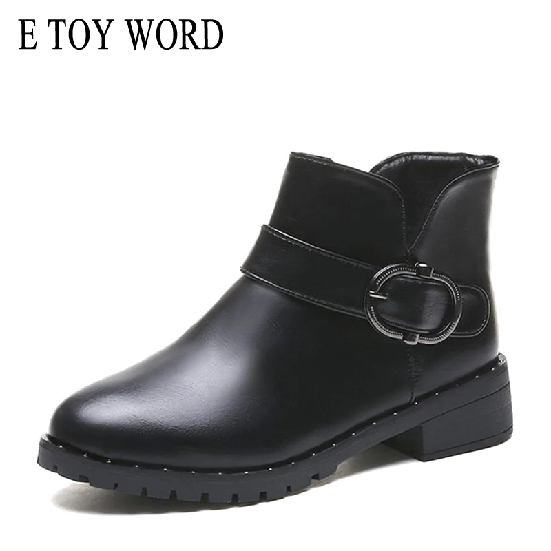 

E TOY WORD Women Autumn boots Thick heel Retro Chelsea Boots Round toe Zipper Womens ankle boots Platform Low Heel Women Shoes