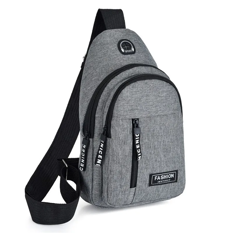 Mens Messenger Bag Multipurpose Chest Pack Waterproof Crossbody Bag with Earphone Hole Anti-theft Chest Pack Shoulder Bag Men Sports Accessories
