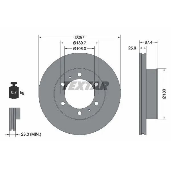 Диск тормозной передний Toyota Hi-Lux PickUp 2.5D/3.5D 05 TEXTAR