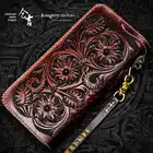 Новый мужской кошелек ручной работы, леопардовые Длинные кошельки на молнии, мужская сумка из натуральной кожи, мужские сумки для денег, вертикальный клатч - 2