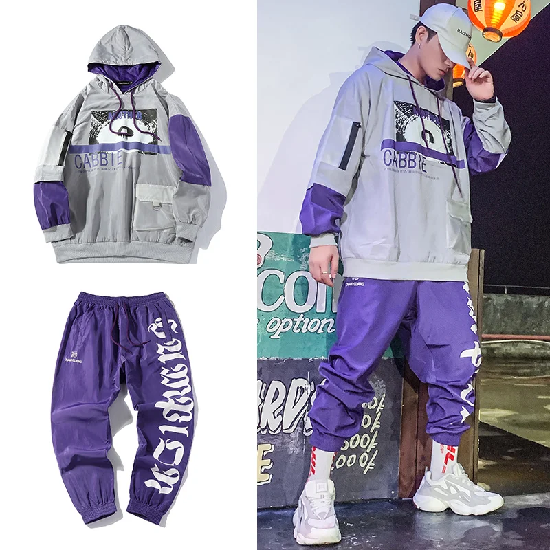 

Summer Tracksuit Men's Sets Casual Hip Hop Suit Male Couple Sweatpants Fashion Male 2 Piece Set Clothes Hooded Loose Couple Suit