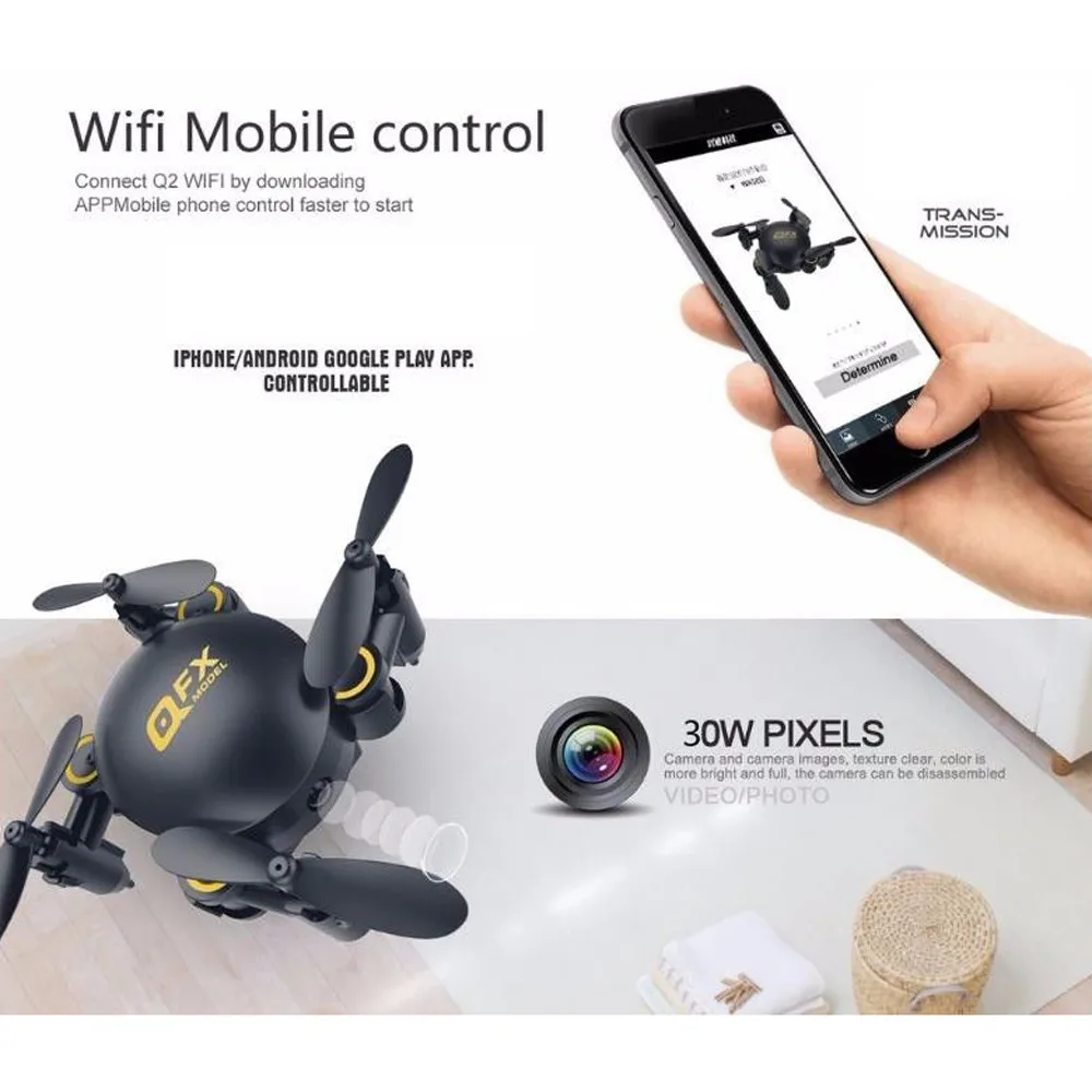 Q2 мини Квадрокоптер Wifi FPV RC складное селфи яйцо-Дрон с камерой RC карманная игрушка мини гоночный Квадрокоптер отношение держать Wifi FPV vs CX-10W