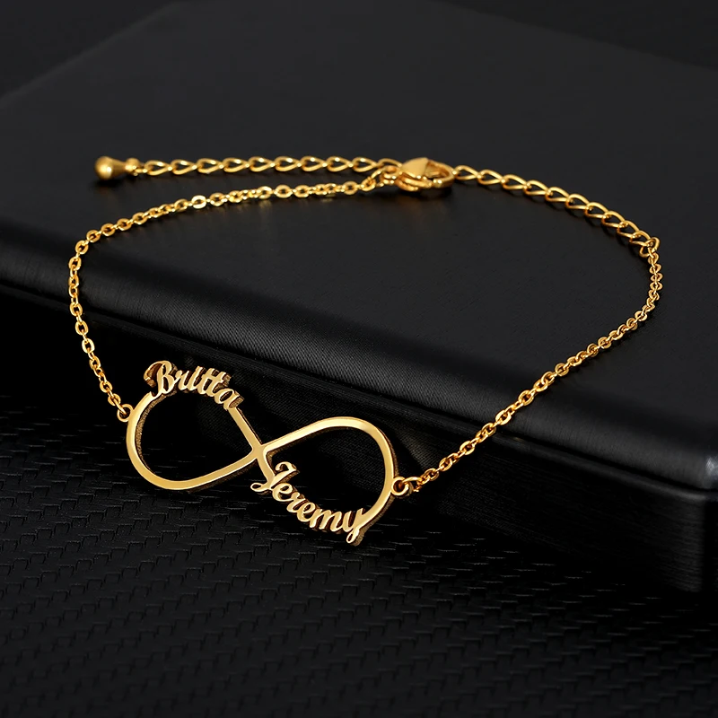 

Custom Infinity Style Name Bracelet Silver Gold Chain Stainless Steel Personalized Name Bracelets Women Couple Jewelry Gifts BFF