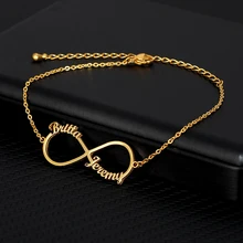 Custom Infinity Style Name Bracelet Silver Gold Chain Stainless Steel Personalized Name Bracelets Women Couple Jewelry Gifts BFF