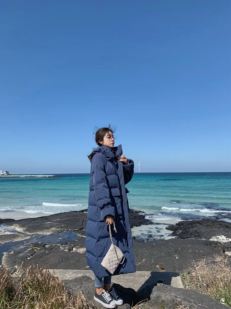 Cotton Coat Winter New Style Korean-style WOMEN'S Wear Retro CHIC Wind over-the-Knee Long hua bao ling Cotton-padded Jacket