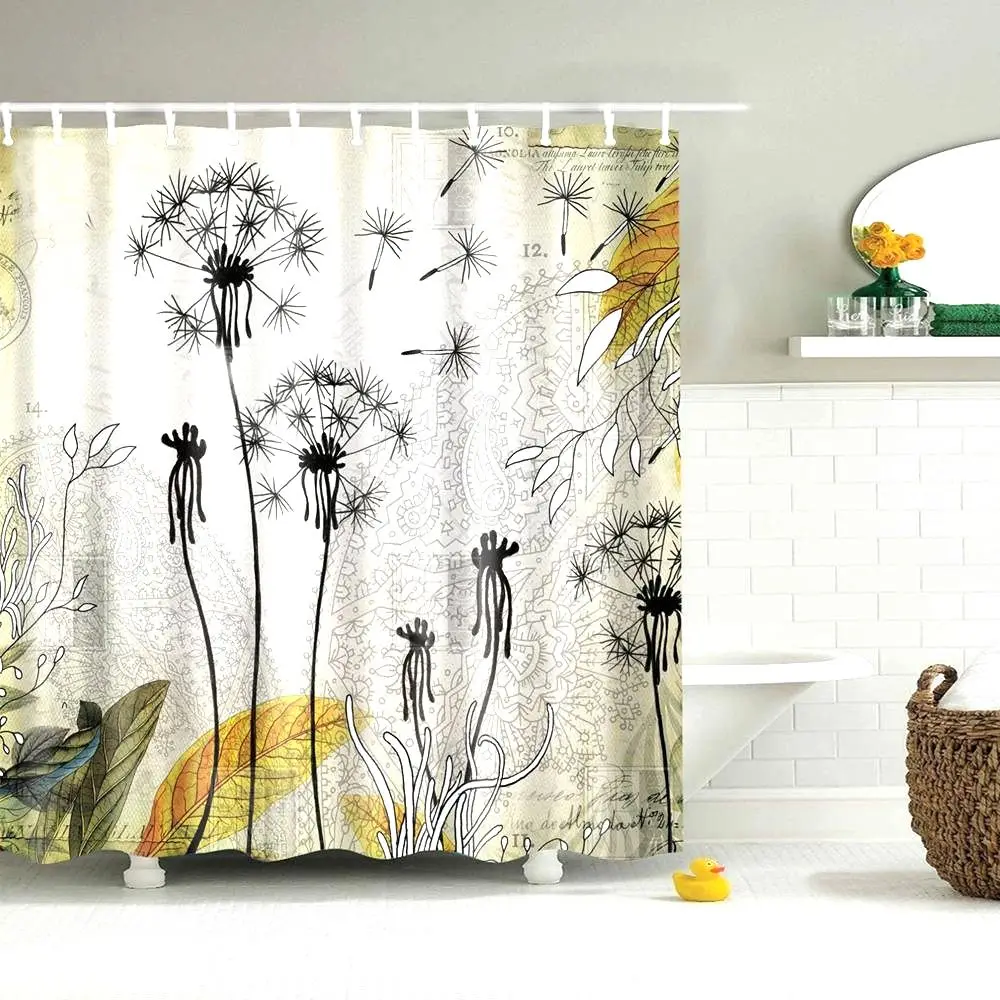 Занавеска для душа Dafield с одуванчиками из полиэстера крючками|Шторы душа| |