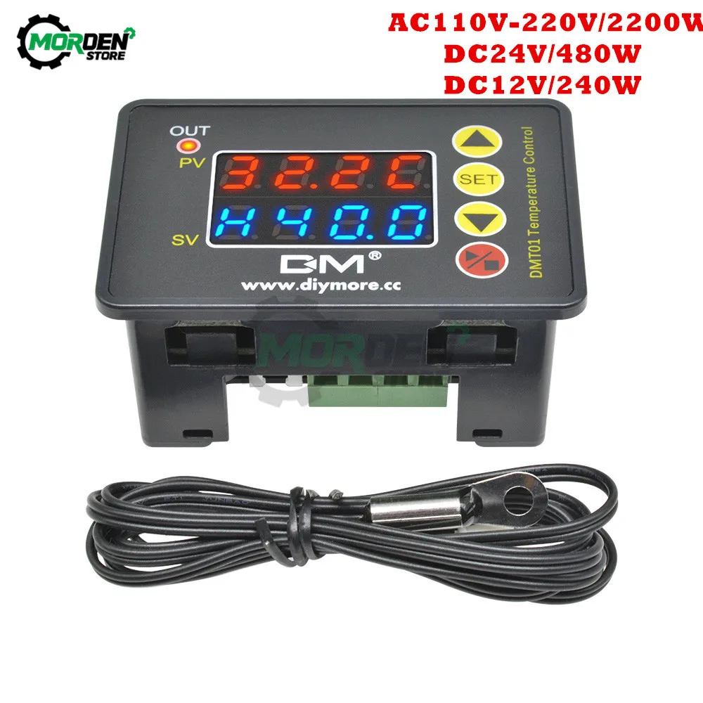 50 to 110℃ DC12V Dual LED Digit Relay Temperature Controller Thermostat Switch 