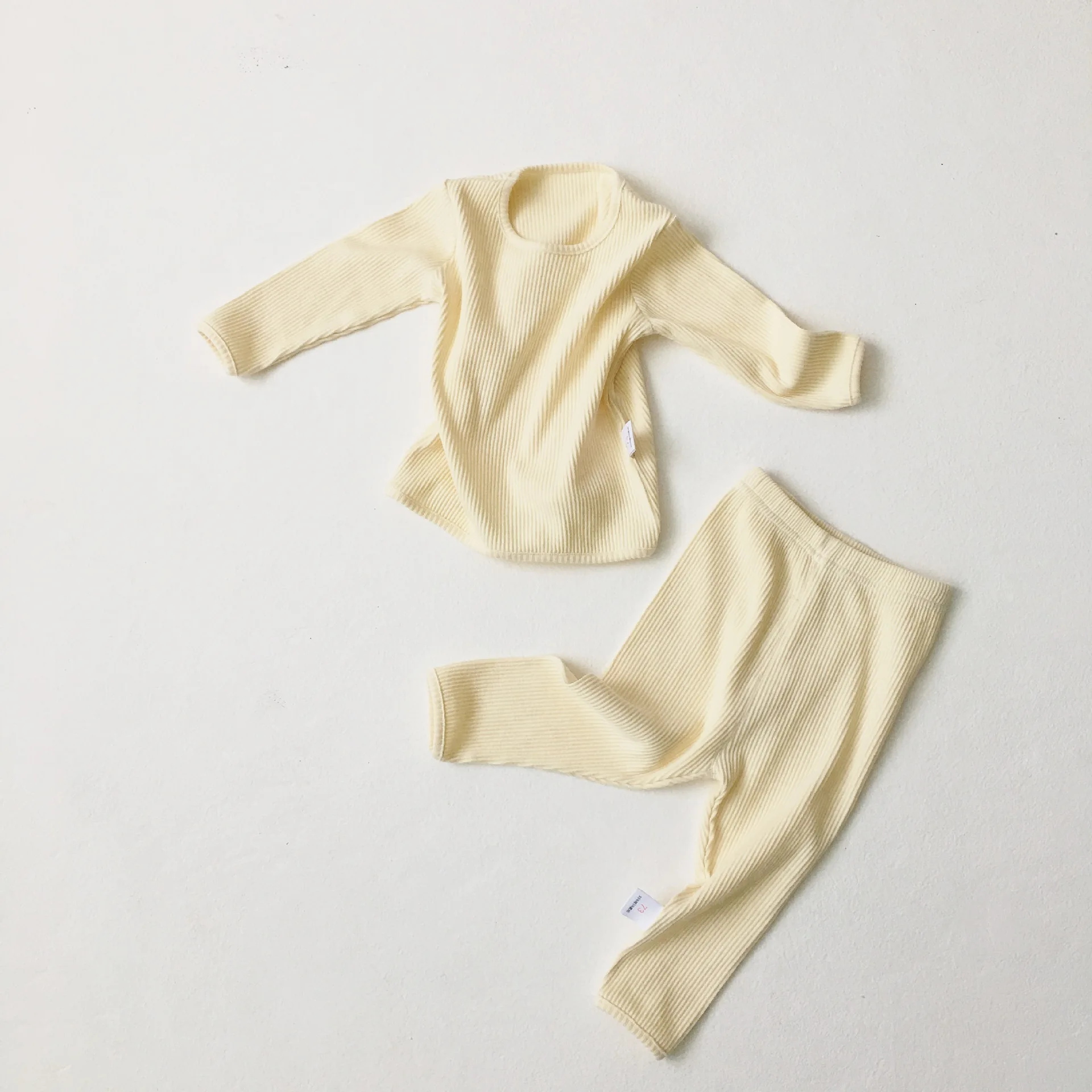 clothes new100% cotton children two pieces sets baby's autumn baby girl knit set - Цвет: Бежевый