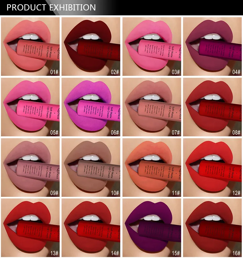 Brand 34 colors Lip Gloss Long Lasting Red Lips Matte Lipstick Liquid Lip Tint Cosmetic Nude Velvet Lipstick Matte Lip Makeup