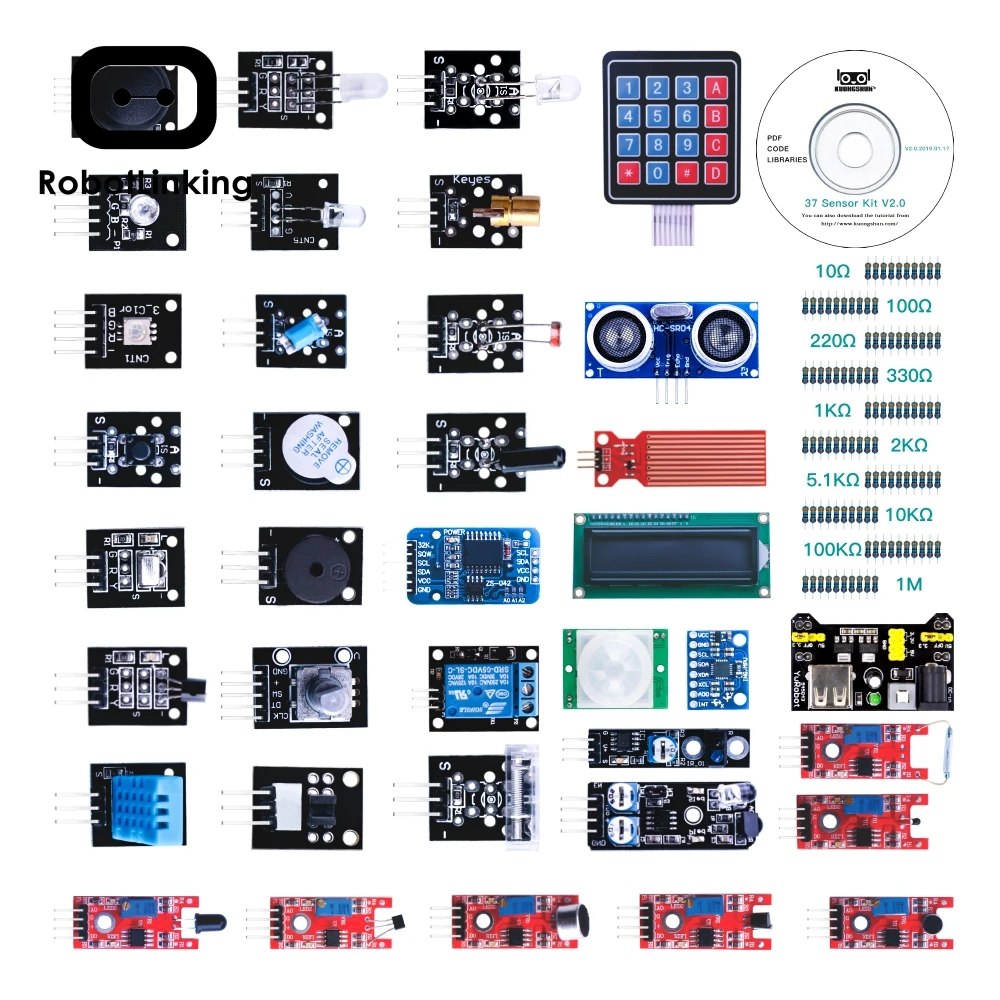 KUONGSHUN 37 в 1 комплект датчиков коробки/37 комплект датчиков для Arduino высокого качества v2.0