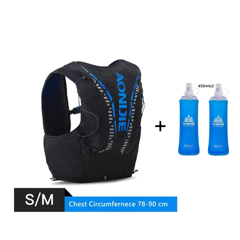 Aonijie гидратационный жилет, рюкзак 12л с сумкой для бутылки воды, для улицы, портативный, Сверхлегкий, для бега, походов, марафона - Цвет: SM Blue 450ml
