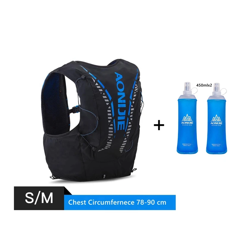 SM Blue 450ml Aonijie гидратационный жилет, рюкзак 12л с сумкой для бутылки воды, для улицы, портативный, Сверхлегкий, для бега, походов, марафона - Цвет: SM Blue 450ml