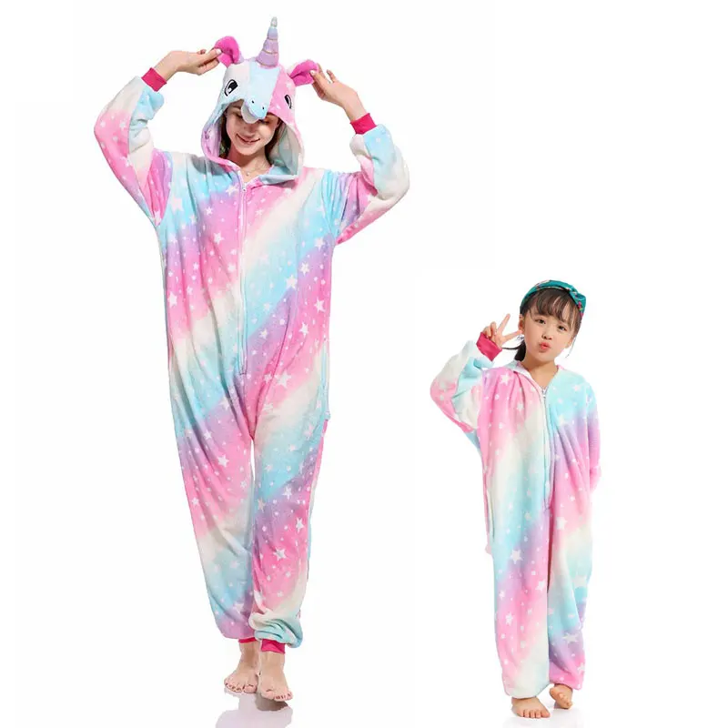 

Women Girls Unicorn Kigurumi Zipper Onesie Cute Pajama Adult Kids Sleepping Jumpsuit Winter Warm Flannel Overalls Animal Outfit