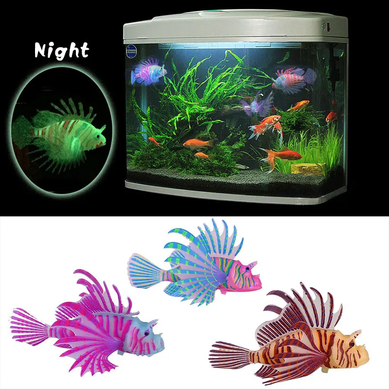 Aquariums and Supplies Floating Luminous Landscape Decoration Animal Ornaments Silicone Fish Style Underwater Safety