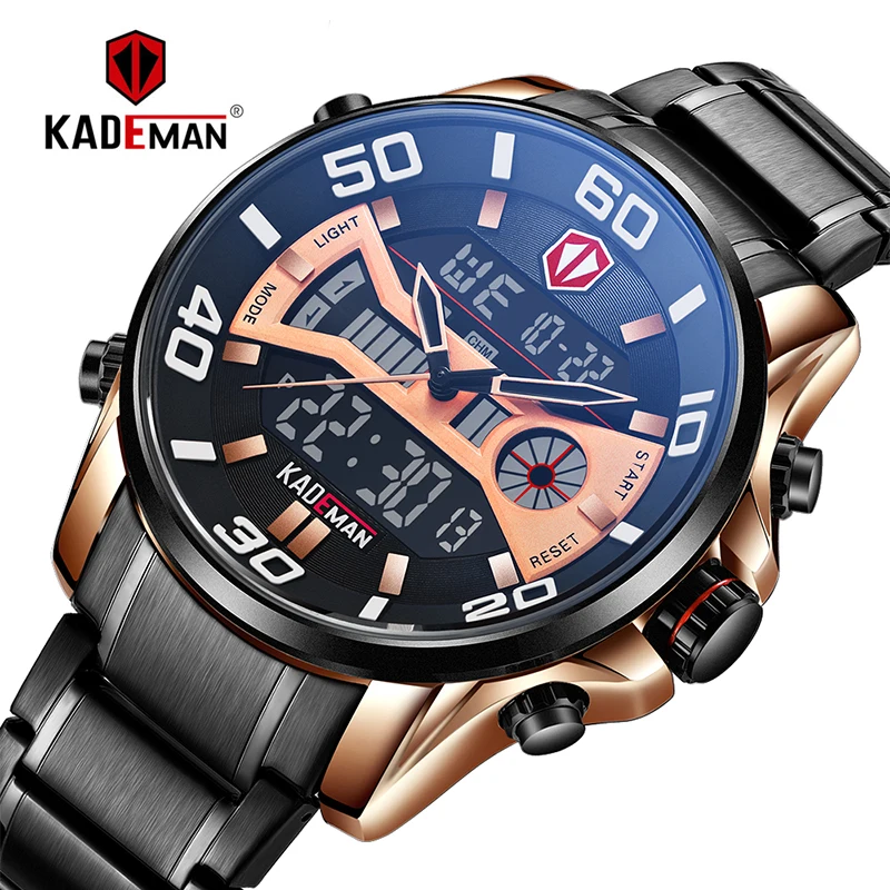 KADEMAN модные спортивные часы для мужчин кварцевые цифровые часы Relogio Masculino брендовые Роскошные водонепроницаемые армейские военные наручные часы K6171