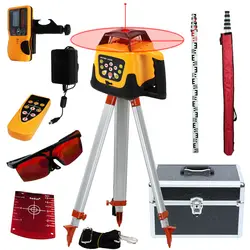Honhiel nível a laser rotativo auto nivelamento, 360 graus, 500m + 1.65m, tripé + 5m, haste para medição, feixe vermelho