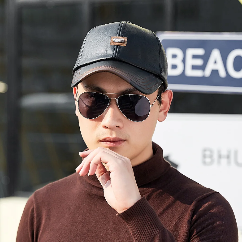 2020 винтажная кожаная кепка для мужчин осень зима Casquette бейсболки повседневные Bone