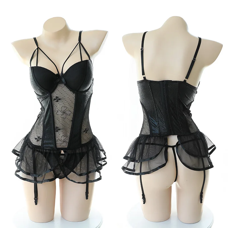 Cosplay&ware Women Sheer Sexy Spandex Bodysuit Mesh Underwire Black Chest Harness Catsuit Garter Kawaii Costumes Transparent -Zentai shop online H1a4e536f0d394b04afad56cafef61548B.jpg