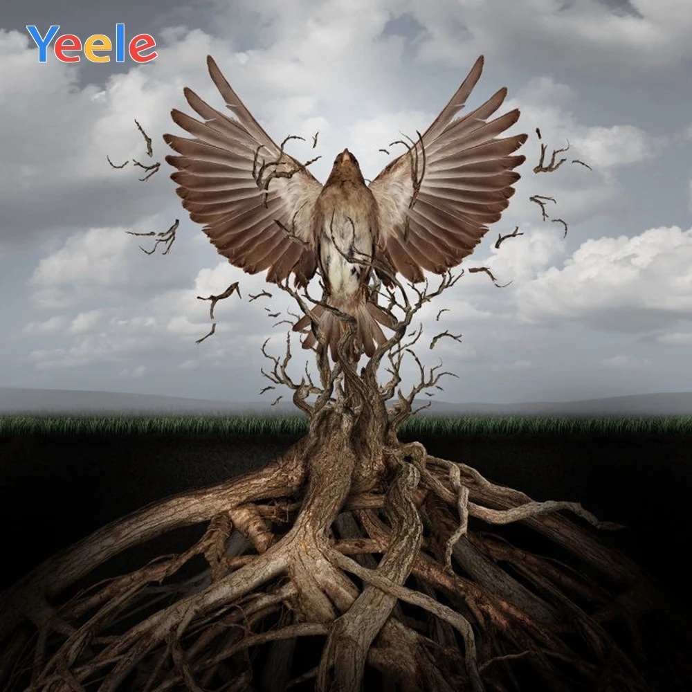 

Yeele Halloween Backdrop Tree Root Bird Sky Cloud Portrait Vinyl Photography Background For Photo Studio Photocall Photophone