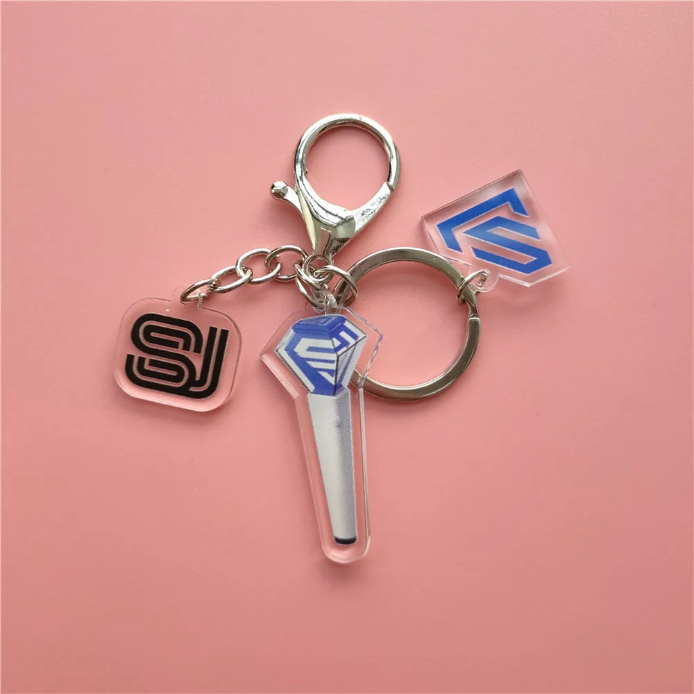 KPOP Super Junior SJ Acrylic Light Stick Keychain SJ SUPER