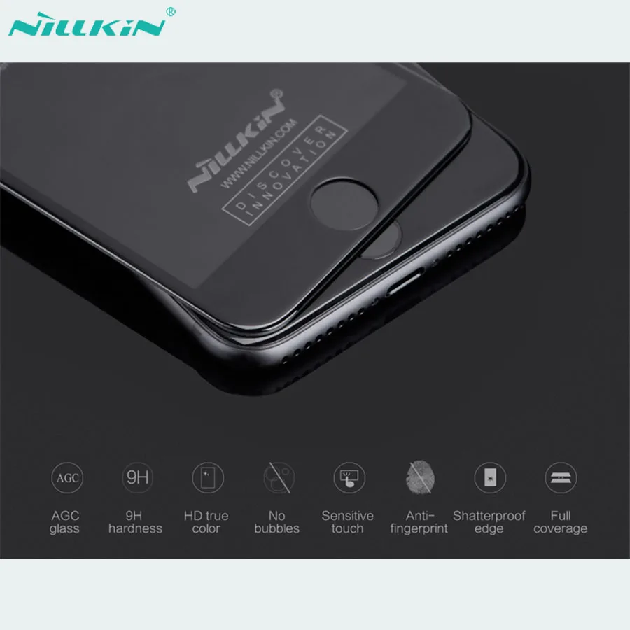 Для iPhone 7 8 7+ 8+ Plus закаленное стекло против взрыва 9H Nillkin 3D CP + Max полное покрытие