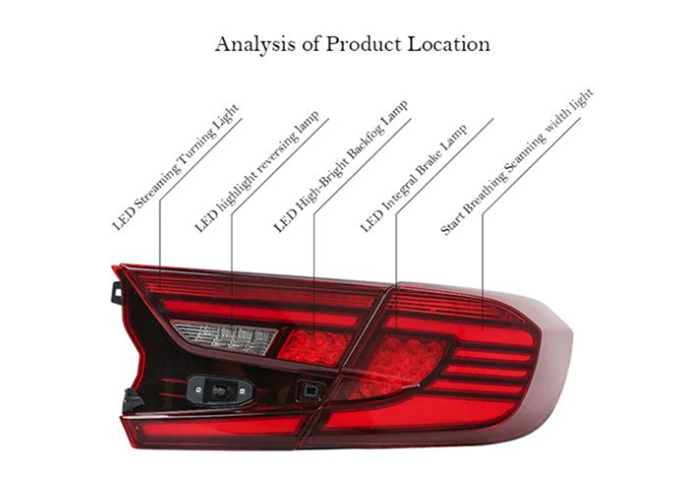 Чехол для задней лампы, светодиодный для Honda Accord задние фонари задний фонарь, светодиодный фонарь для торможения, движущийся световой сигнал