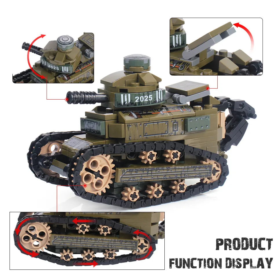 Renault FT17 Танк военные строительные блоки Совместимые армейский солдат оружие фигурки Кирпичи игрушки для детей