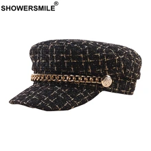 SHOWERSMILE, черная шляпа Бейкер для мальчика, твидовая кепка газетчика, дизайнерская Брендовая женская кепка на плоской подошве, осенне-зимняя винтажная женская шапка в японском стиле
