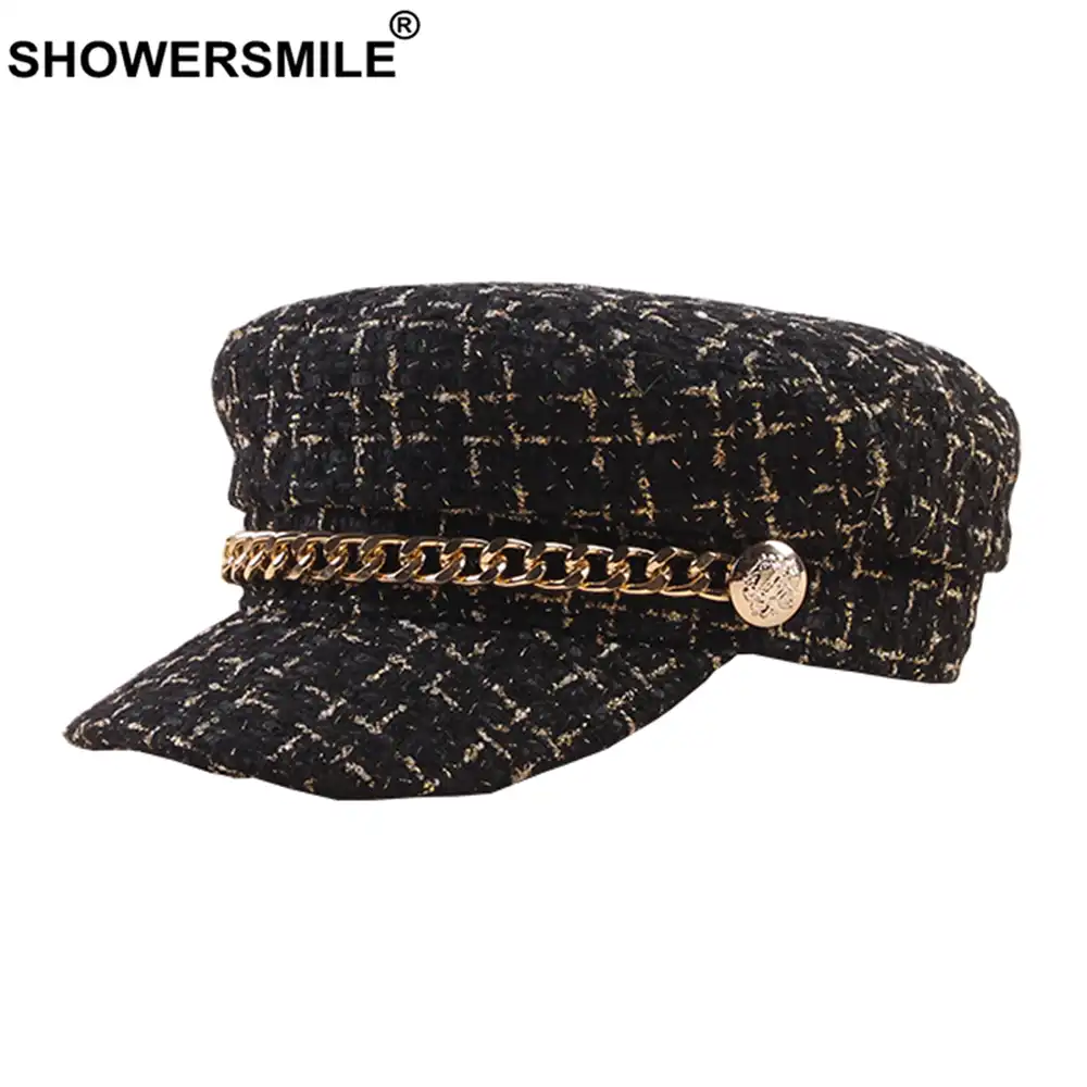 ladies black baker boy hat