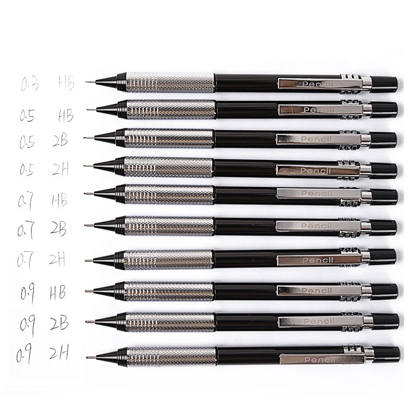 1piece Metal Mechanical Pencils 2h Hb 2b 0.5mm 0.7mm 0.9mm Automatic