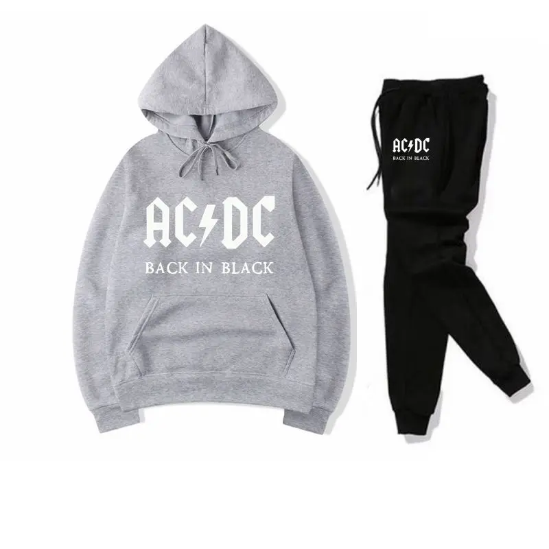 AC DC Толстовка Мужская Хип-Хоп рок-группа ACDC черные толстовки Мужские Женские повседневные уличные куртки с капюшоном весенние зимние топы - Цвет: grey