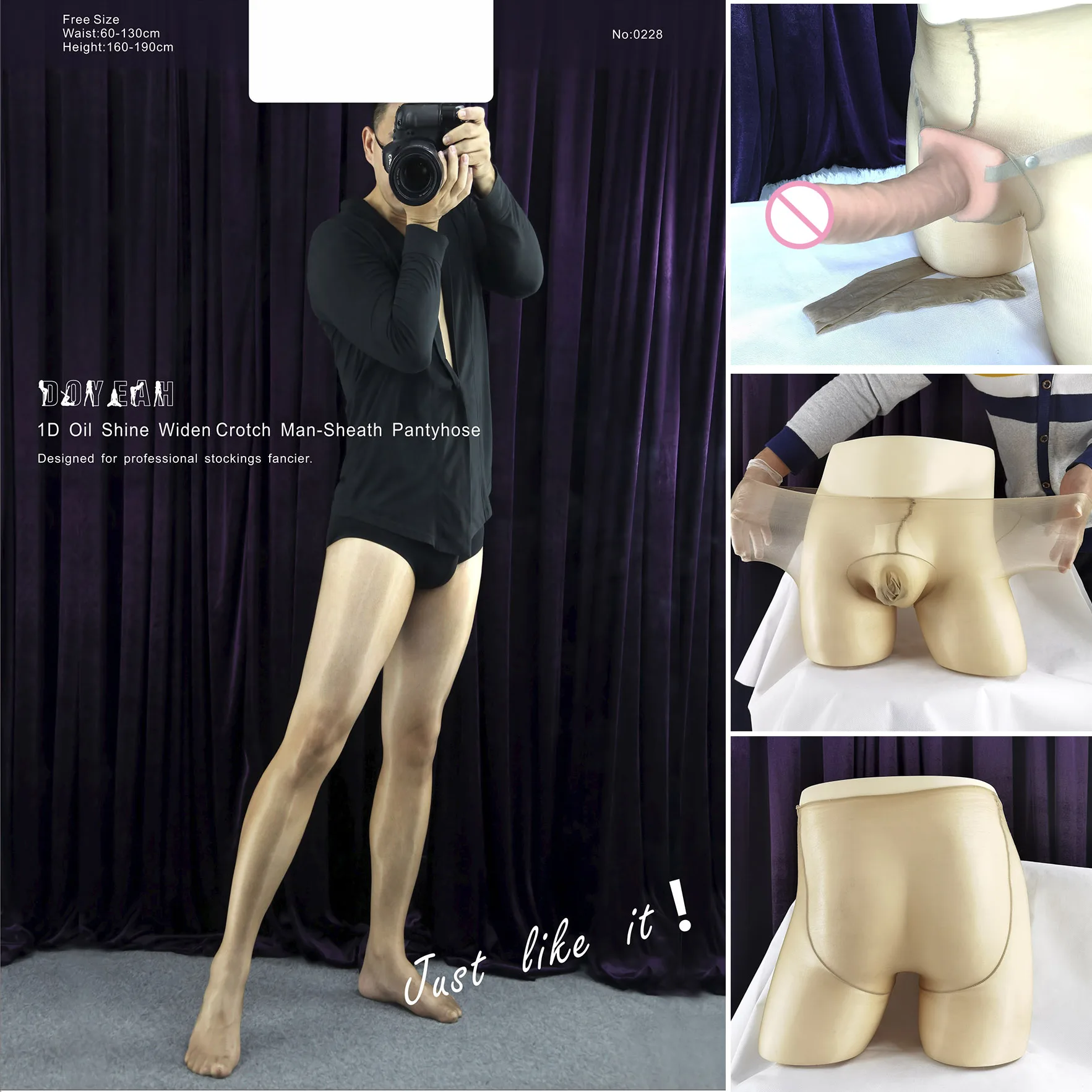 DOYEAH 0228 Men's Pantyhose 1D Oil Shine Full Sheer with Close Penis Cover Sheath Scrotum Pouch Sexy Socks Extremly Elastic mens pantyhose men stockings
