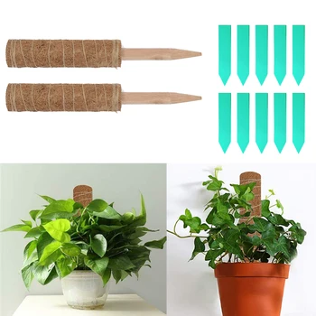 

2pcs For Climbing Plant Home Coir Totem Grow Upwards Creepers With 10 Labels Moss Pole Stakes Indoor Outdoor Support Accessories