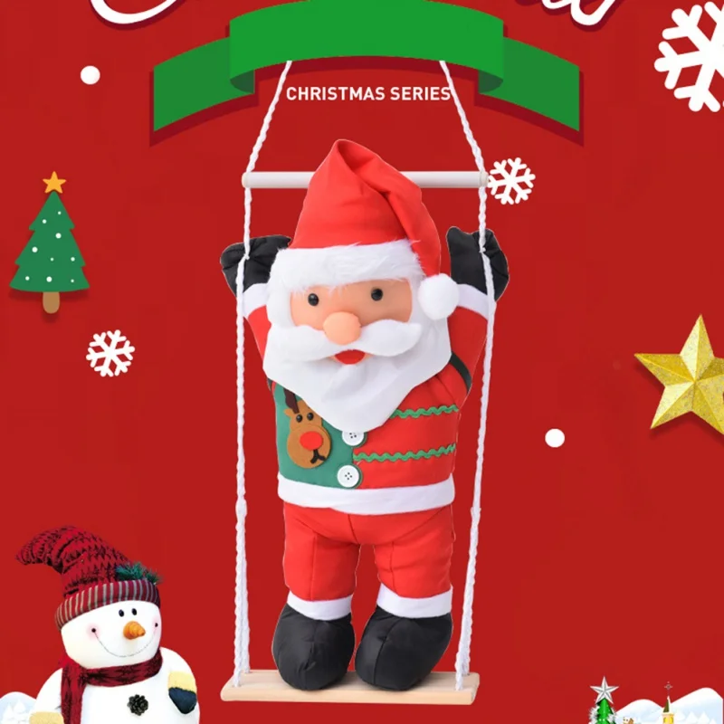 

Christmas Santa Claus Climb Ladder with Rope Pendants Doll Santa Claus Climb Pose Hanging Decoration Party Wall Decoration