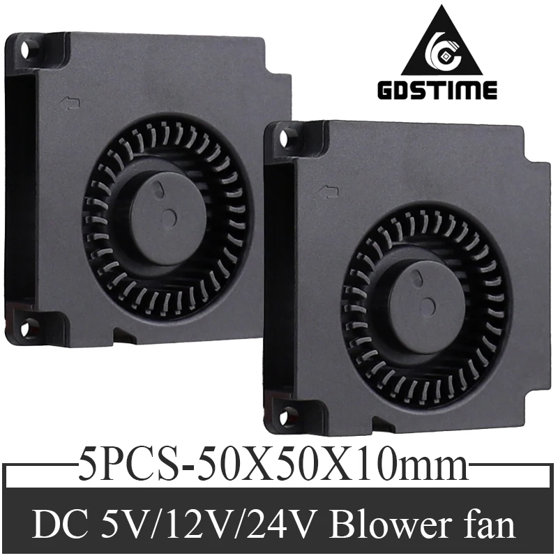 5 Piece/Lot Gdstime 50x50x10mm DC 5V 12V 24V Exhaust Brushless 50mm 3d Printer Cooler Fan 5cm 50mmx10mm Turbo Blower 2PIN | Компьютеры и
