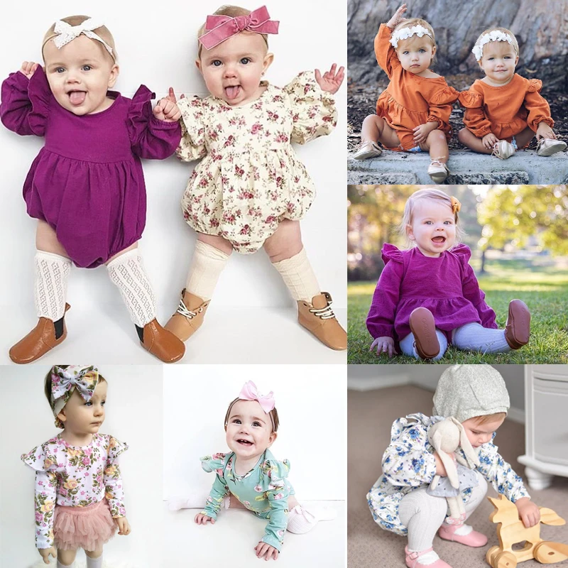 Pudcoco Bebe Одежда для новорожденных девочек Цветочный принт с рукавом-бабочкой, комбинезон, детская одежда